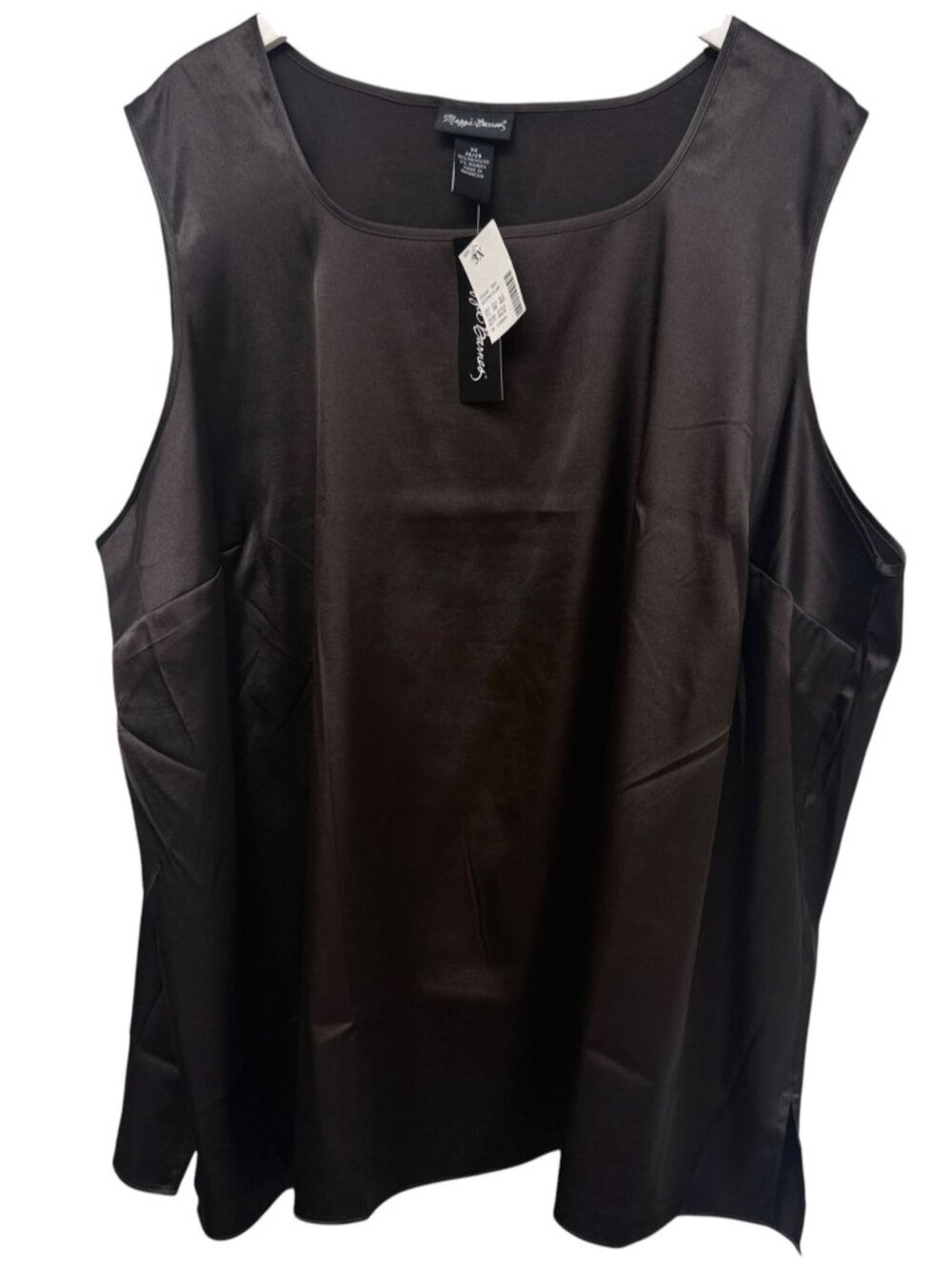 Maggie Barnes Satin Sleeveless Blouse Plus Size 3X Brown Womens Tank Top NWT